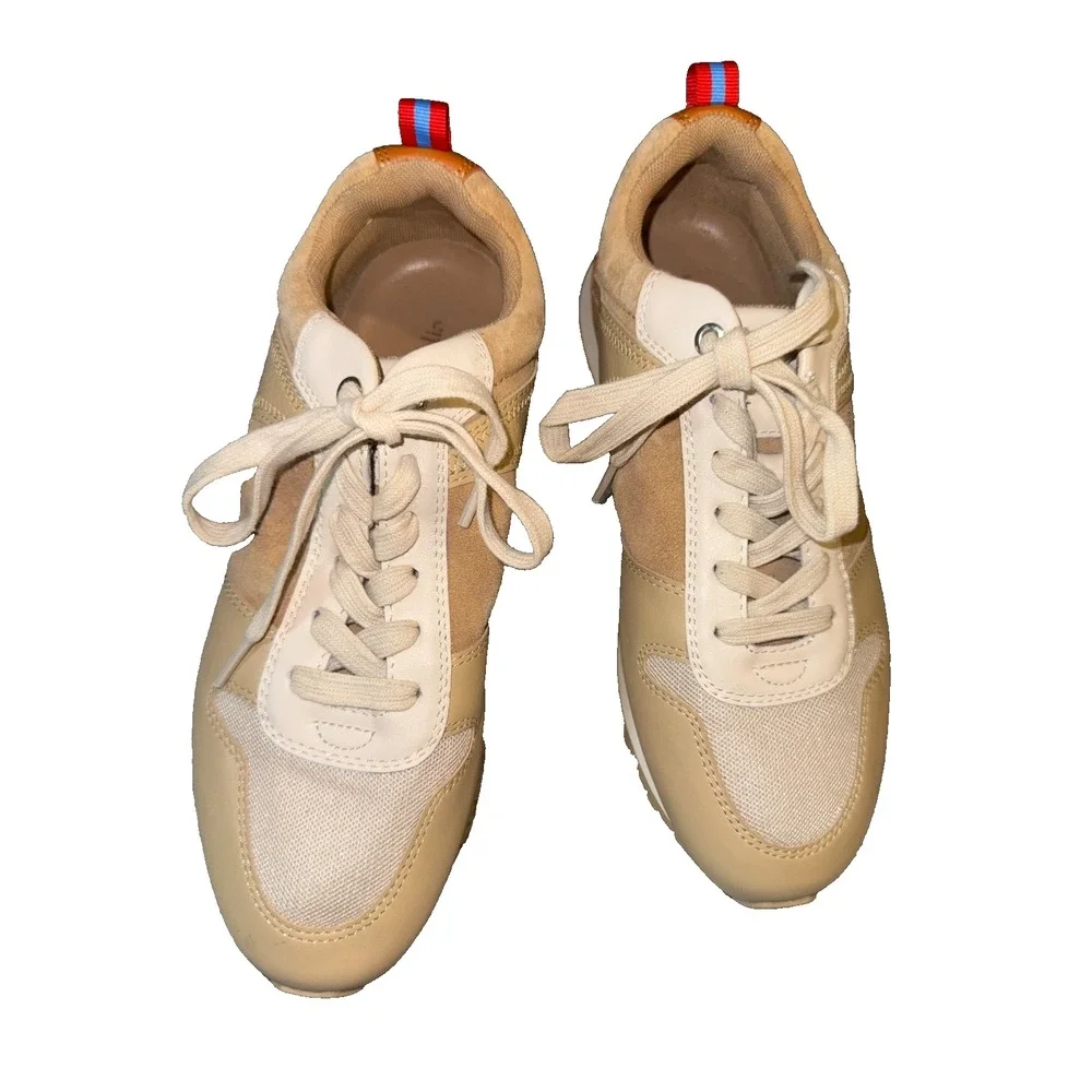 J McLaughlin Emerson Sneakers Women SZ 9 40 Suede Golden Caramel Lace Up Comfort - Picture 6 of 9